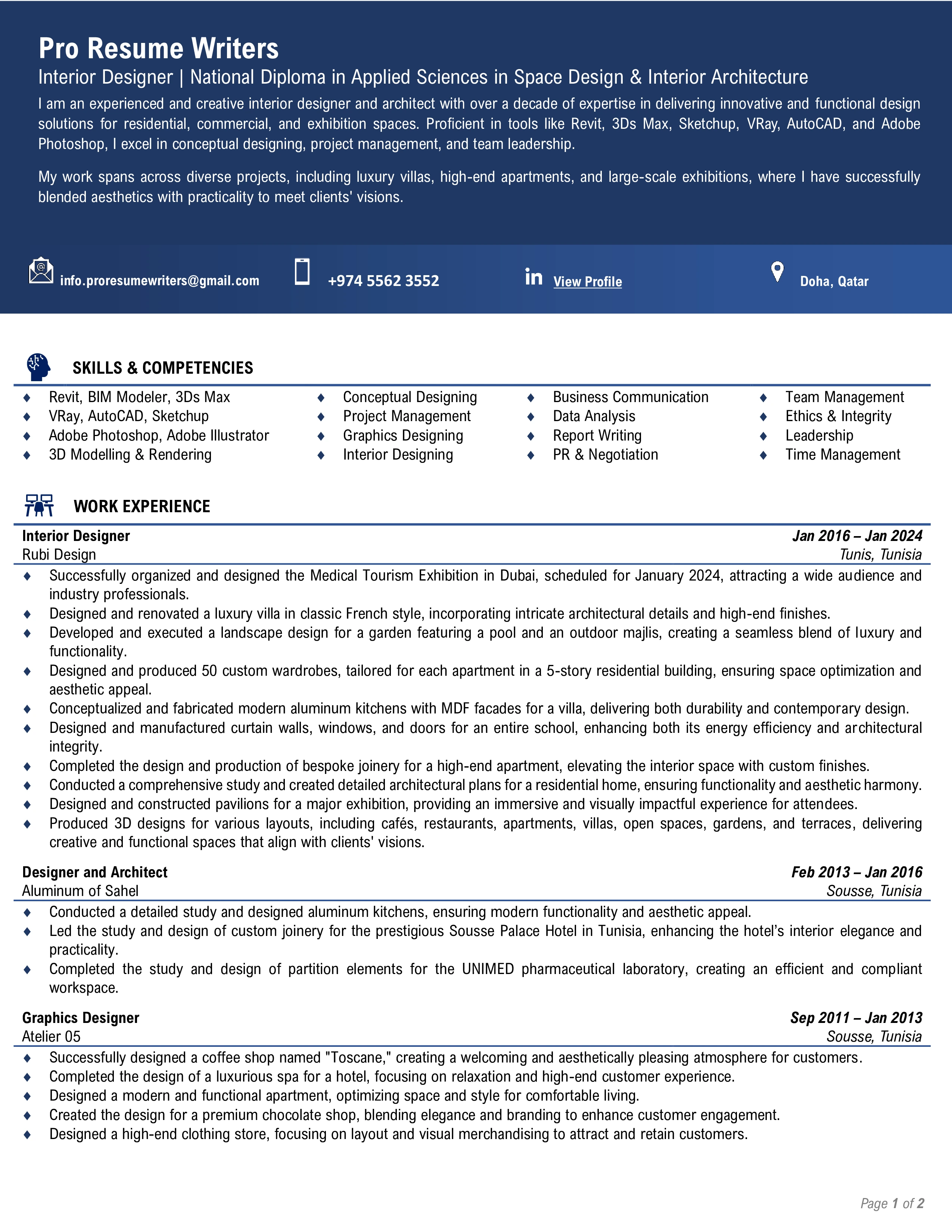 Executive Professional Resume
