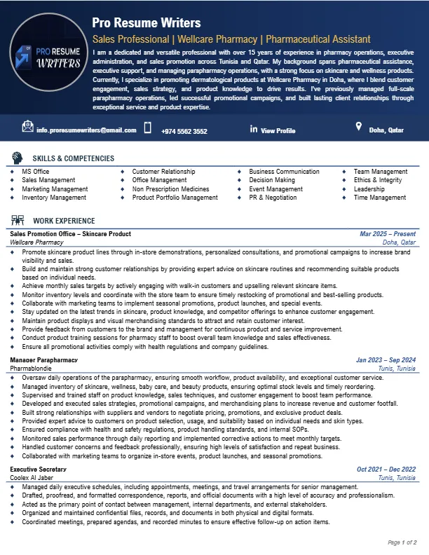 Executive Professional Resume